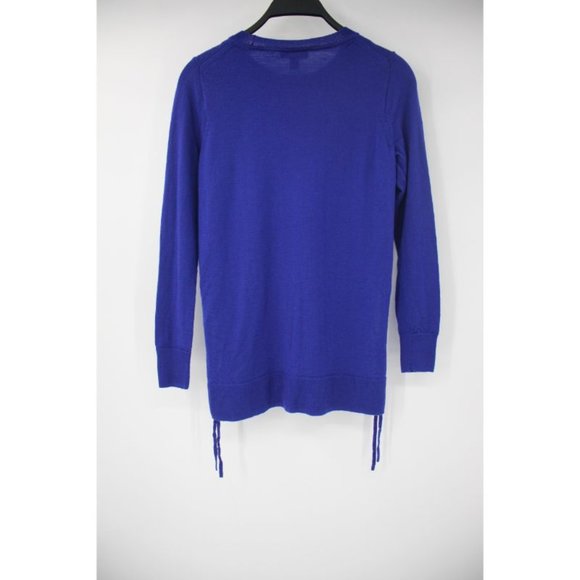 J.Crew sweater Women XS Merino Wool Crew Neck Long Sleeve Blue Side Slit Tie - Picture 5 of 9